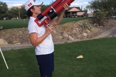 Ann Evans aims Air Cannon