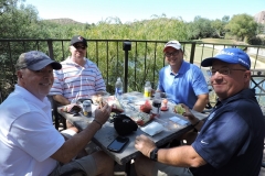 l to r Gerry Duggan, Buzz Mills, Chris VanHaaren, and Steve Anderson enjoy lunch before the golf tournament